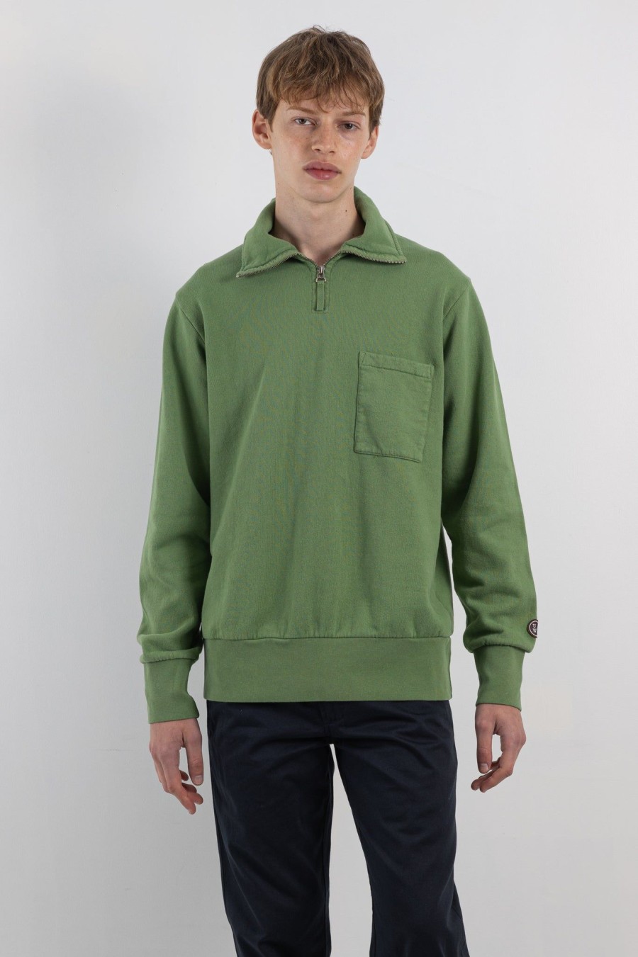 Men Universal Works | Half Zip Sweatshirt Green