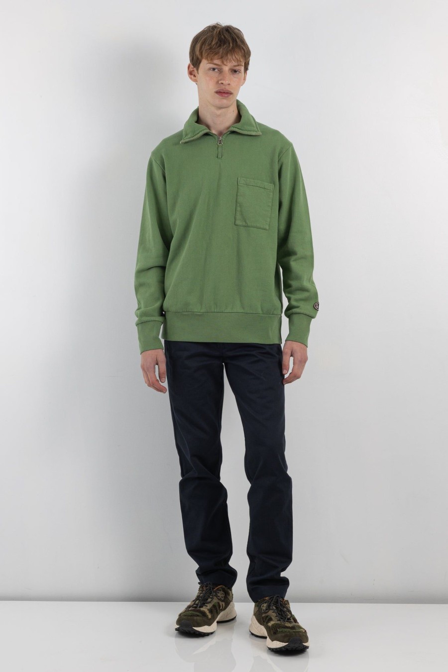 Men Universal Works | Half Zip Sweatshirt Green