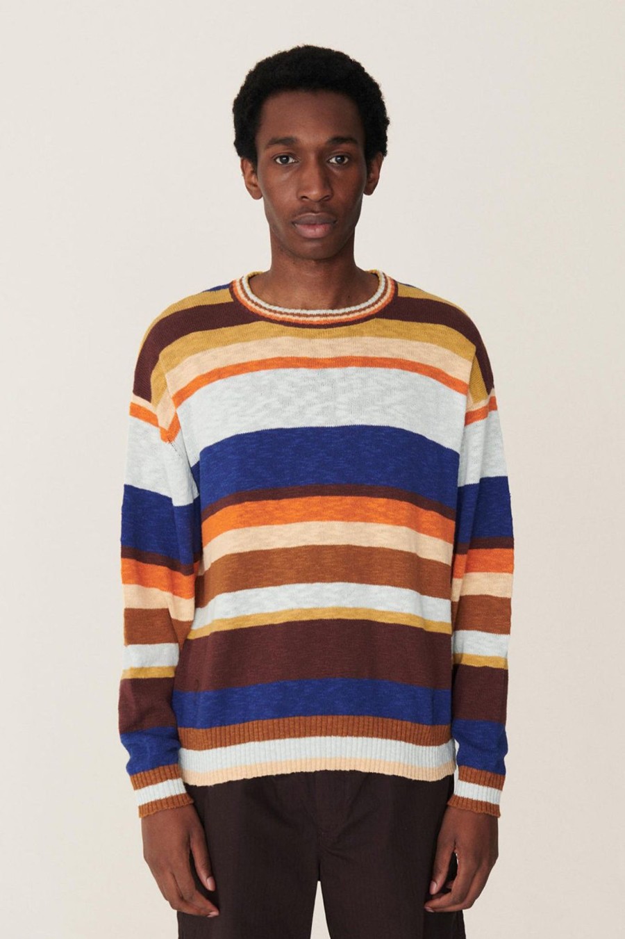 Men YMC | Dawg Stripe Crew Knit Multi