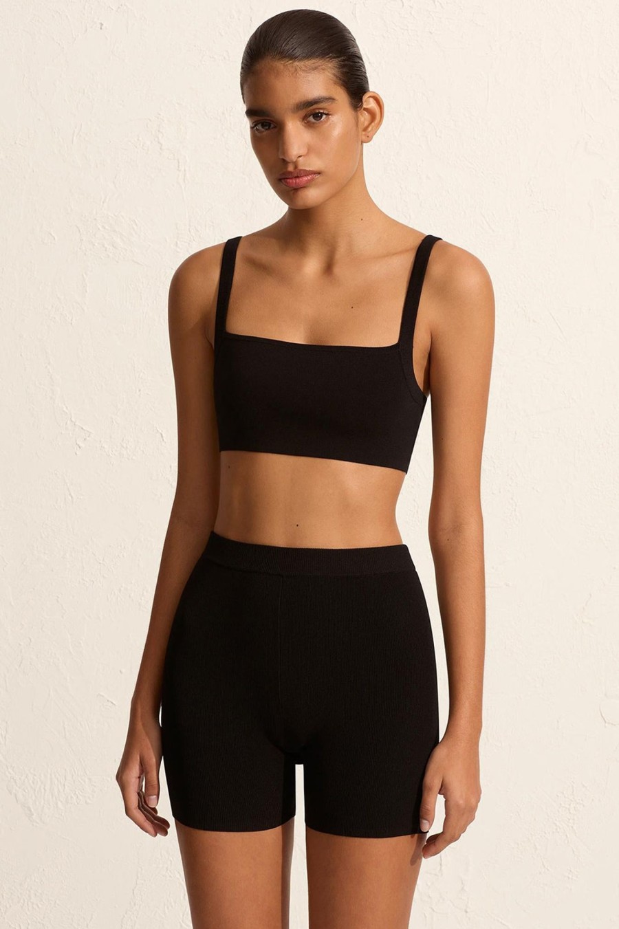 Women MATTEAU | Cropped Knit Bike Short Black