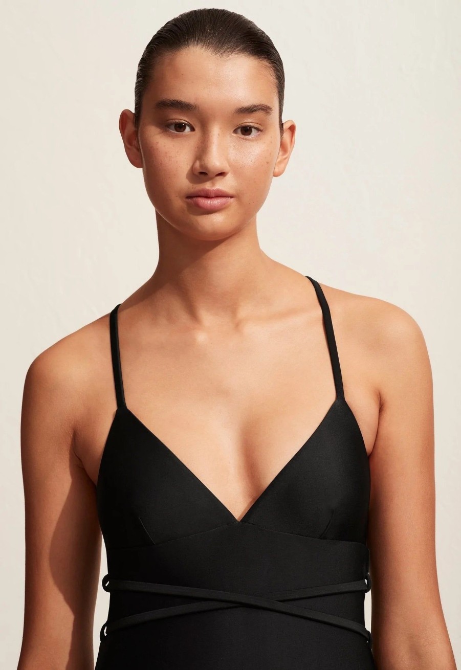 Women MATTEAU | Wrap Plunge Maillot Black