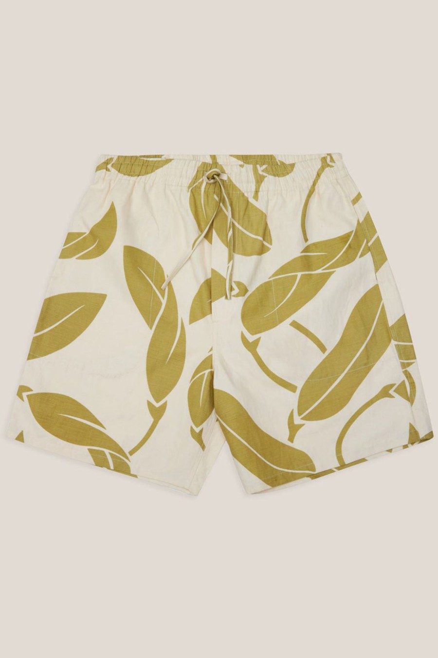 Men YMC | Z Leaf Print Short Ecru- Green