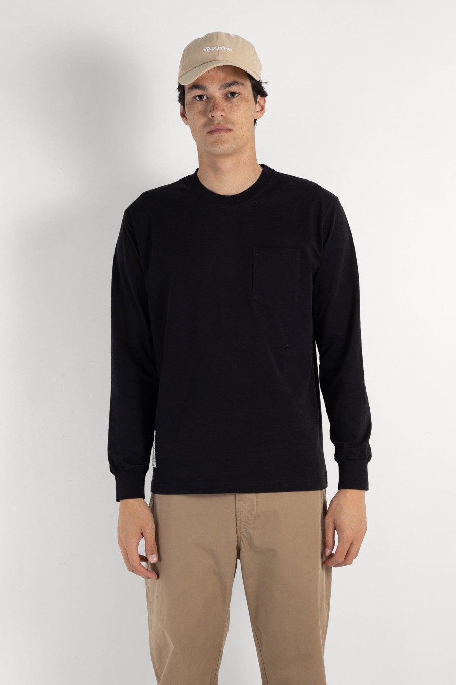 Men RECEPTION | L/S Rugby Pocket Tee Black