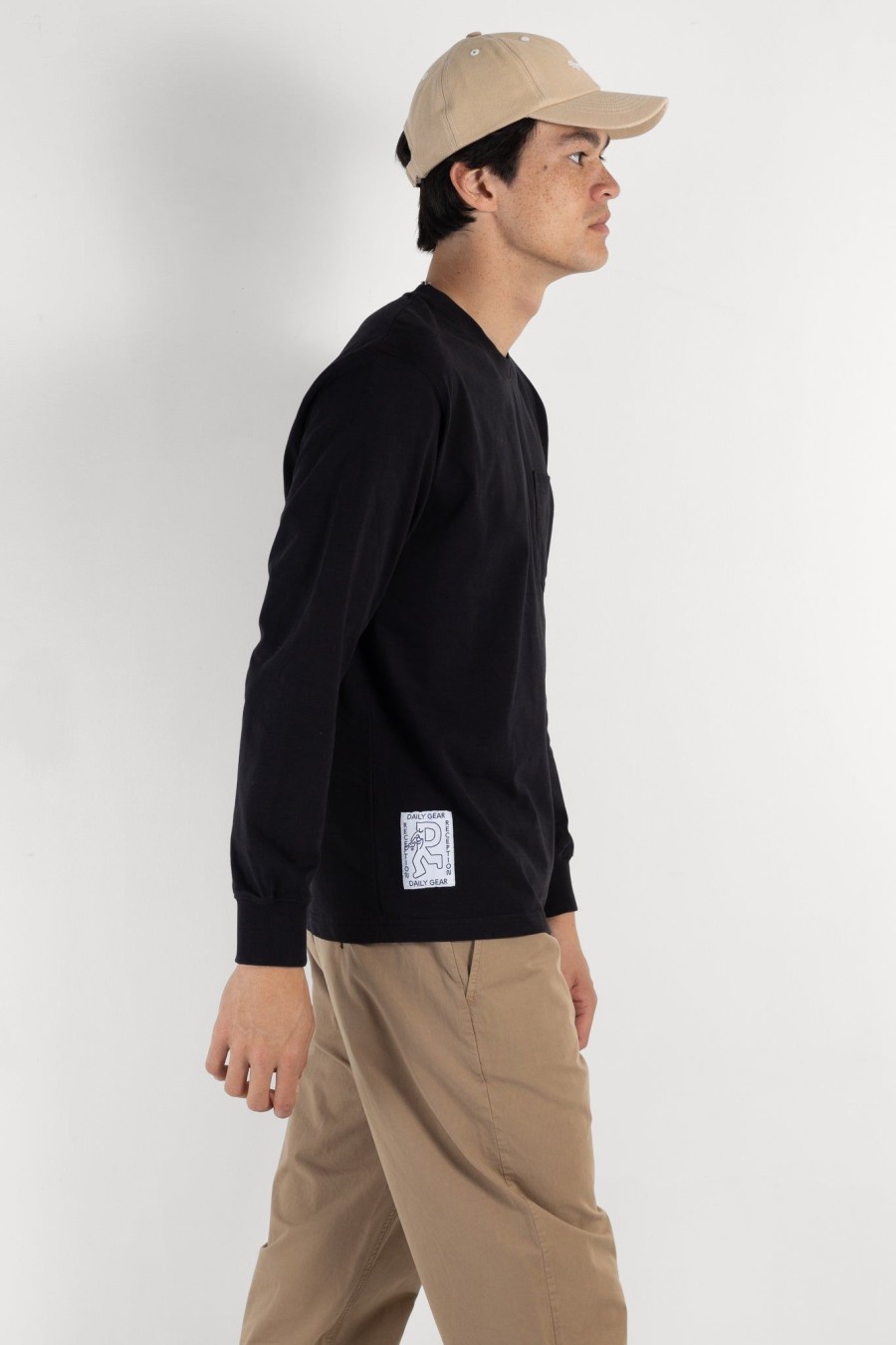 Men RECEPTION | L/S Rugby Pocket Tee Black