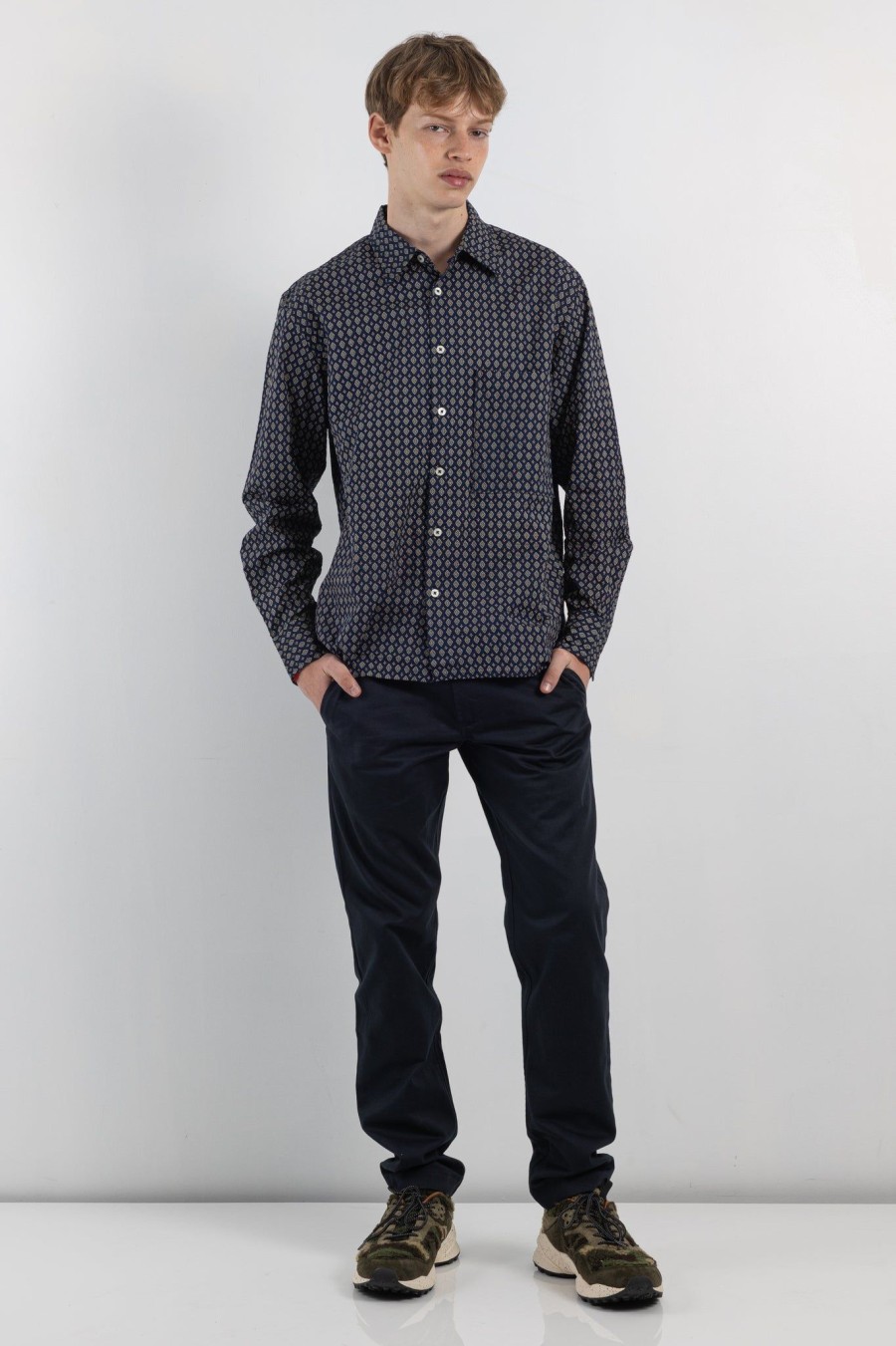 Men Universal Works | Square Pocket Shirt Navy