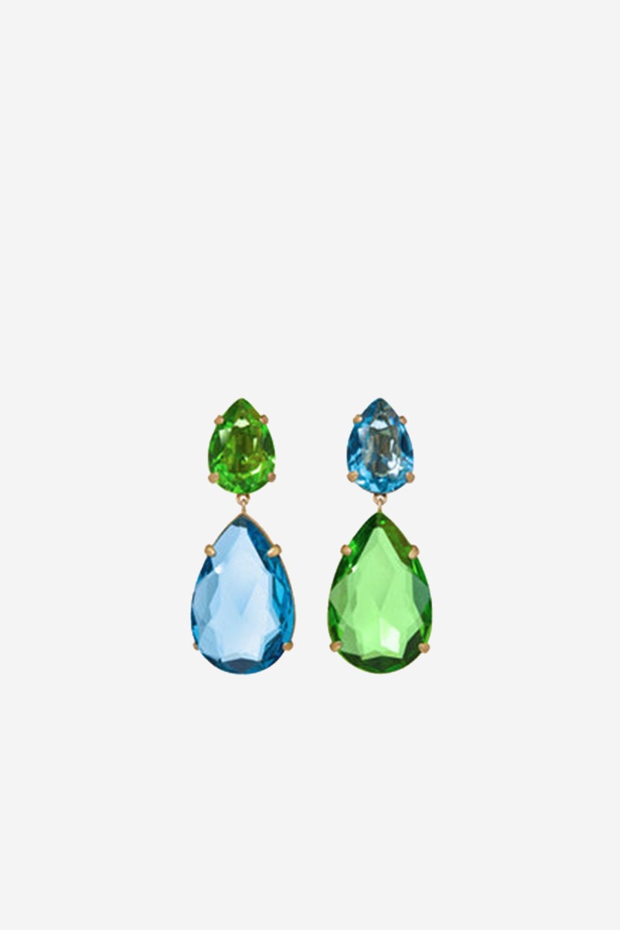 Women Roxanne Assoulin | The Marvellous Drop Earrings, Aqua/Grass