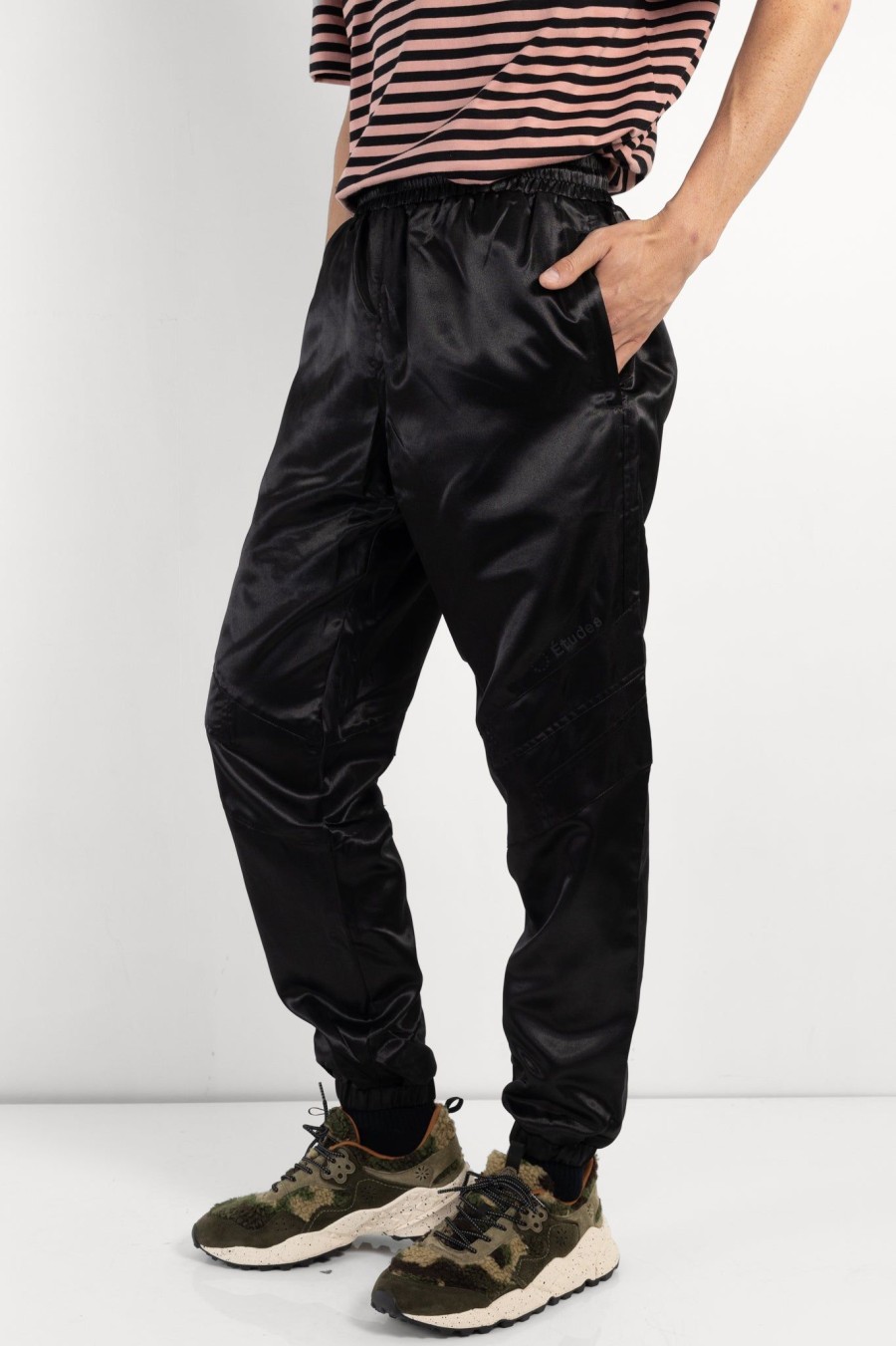 Men ETUDES | Tour Satin Trousers Black