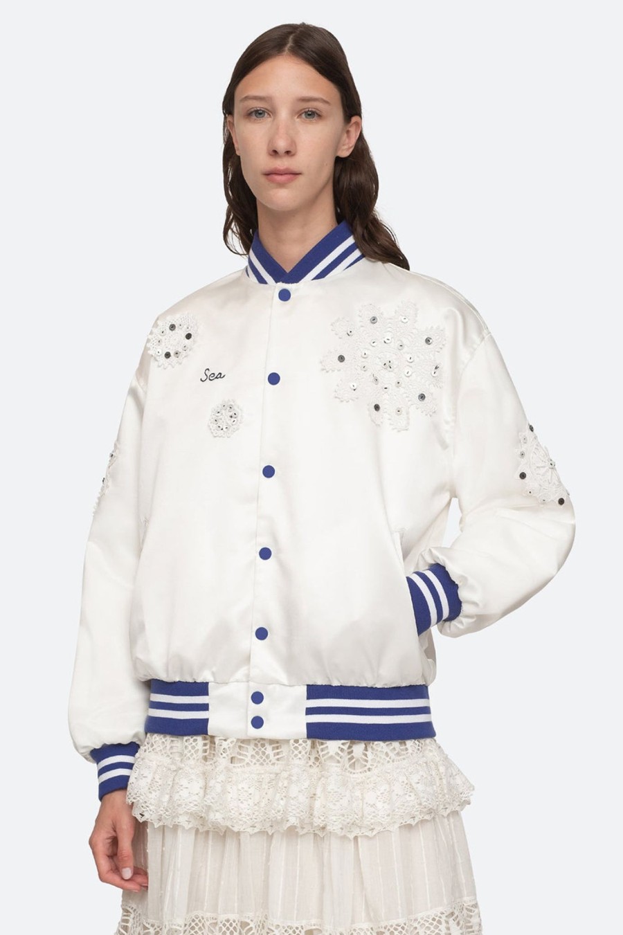 Women Sea | Bettina Beaded Bomber White