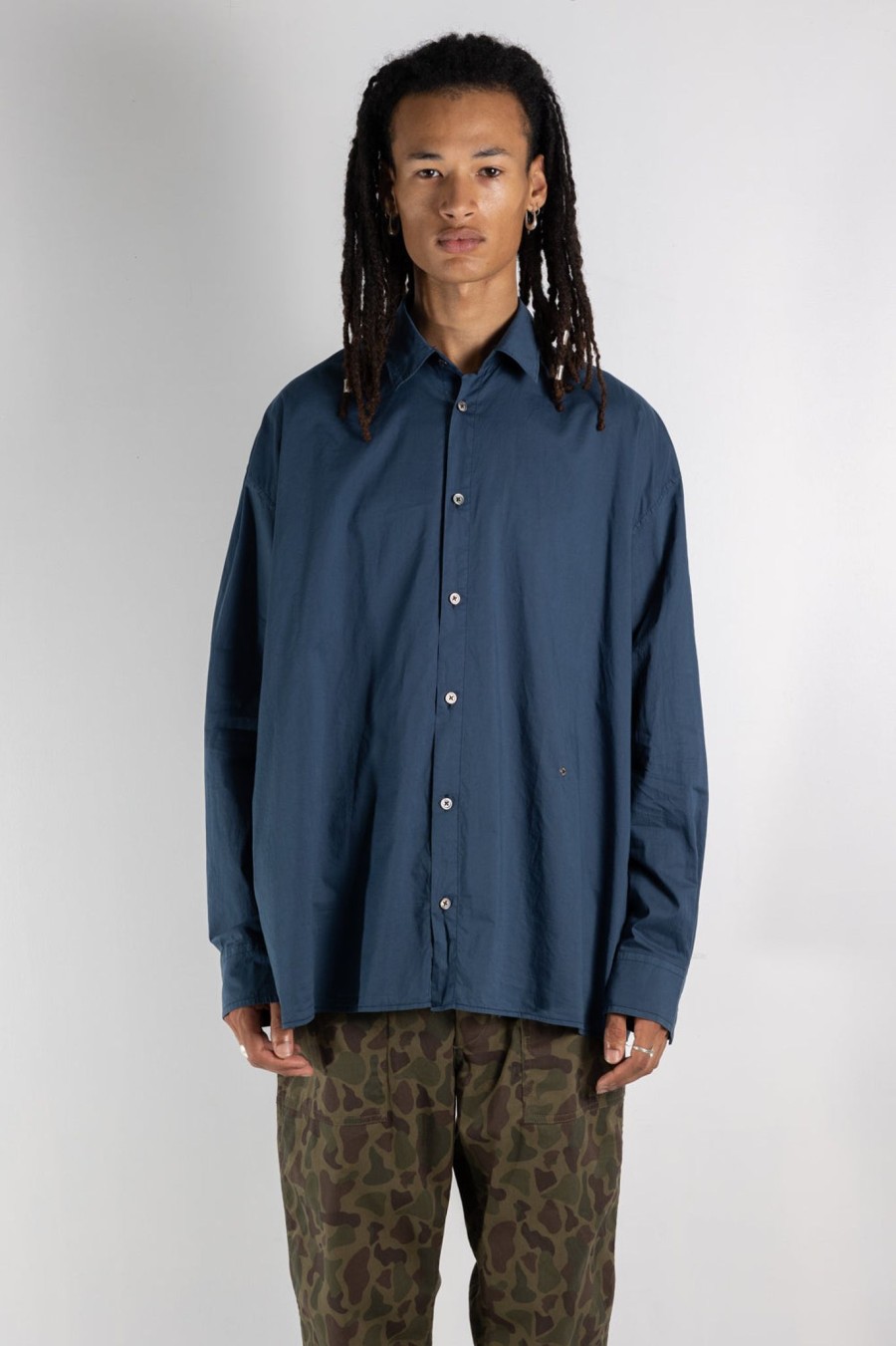 Men ETUDES | Illusions Ls Shirt Dyed Dk Blue