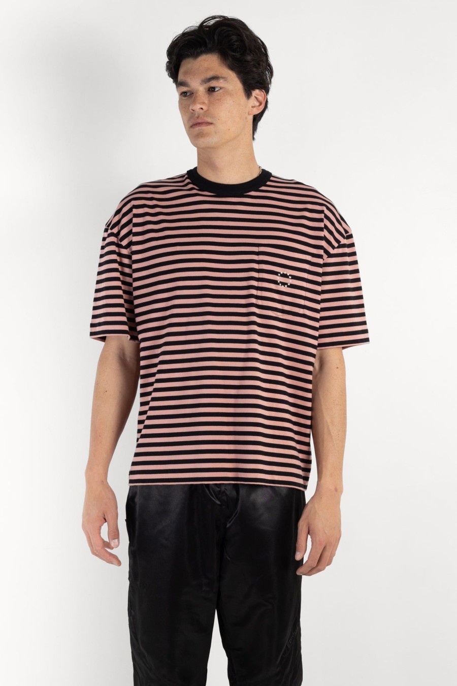 Men ETUDES | Traffic Stripe Tee Pink Black