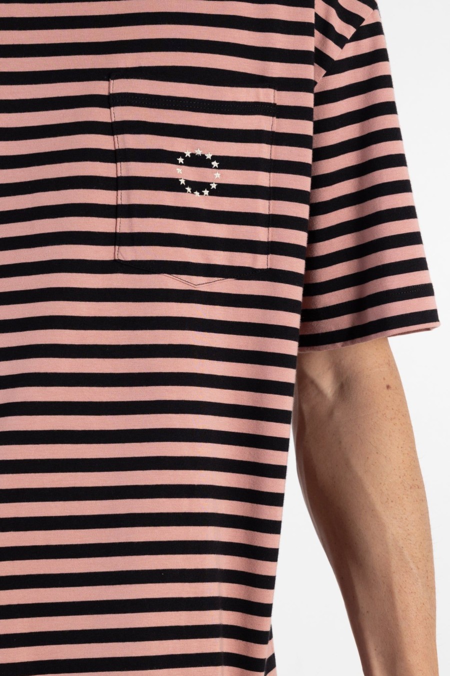 Men ETUDES | Traffic Stripe Tee Pink Black